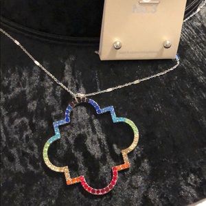 Necklace & earring multicolor rhinestone geometric